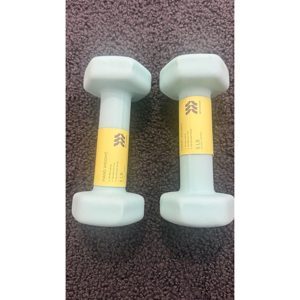 All in Motion Dumbbell Set 5LBS PVC Coated, Iron Filled , Arm Workout - Aqua